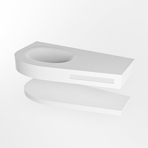 MONDIAZ RIVA Badkamermeubelset - 100x50x5.8cm - 0 lades - Talc mat - 0 kraangaten - wasbak links - solid surface talc SW703307