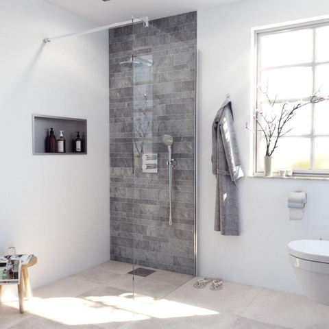 FugaFlow Eccelente Douche à l'italienne en verre - 80x200cm - verre clair - chrome SW1468454