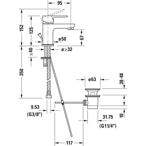 Duravit A.1 Wastafelmengkraan - met waste - s-size - hoogglans chroom SW420664
