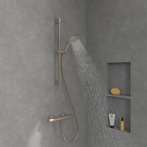 Villeroy & Boch Verve Showers Glijstangset - met drie functies - voor wandmontage - Brushed Nickel (rvs) SW974376