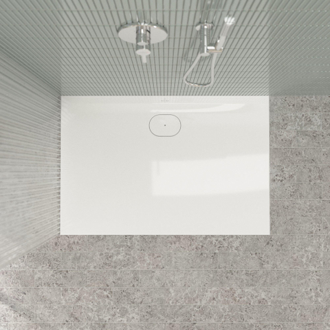 Villeroy & Boch Ecora douchebak - 120x80x3.5cm - afvoer lange zijde - white alpine (wit) SW1559014