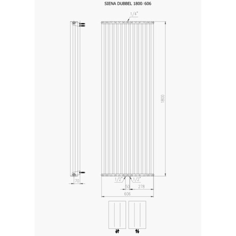 Plieger Siena radiateur design vertical double 1800x606mm 2030W blanc structuré 7253151