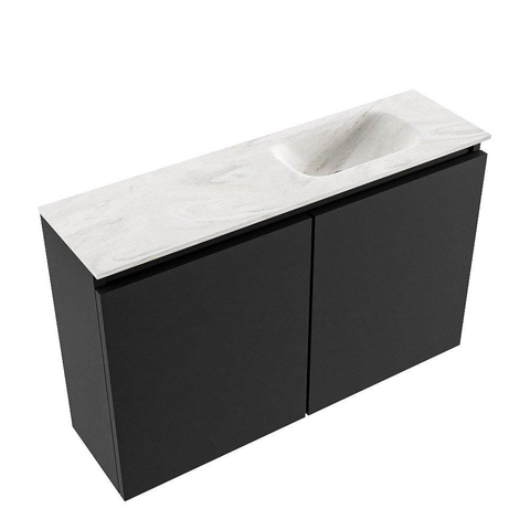 MONDIAZ TURE-DLUX Meuble de toilettes 80 cm Urban. EDEN lavabo Ostra position à droite. Avec 1 trou de robinet. SW1104729