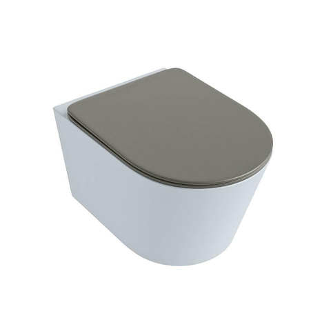 Mondiaz LAVIE hangtoilet – spoelrandloos – 36 x 53 cm – met softclose zitting – Clay (lichtblauw/grijs), zitting Smoke (lichtbruin) SW1208726