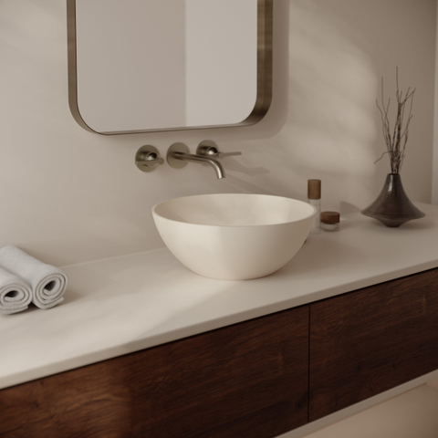 Ideavit Solidthin-39 Vasque à poser - 40x40x15 - solid surface - crème mat SW1476801