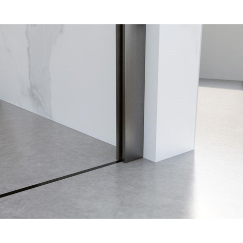 Fortifura Galeria inloopdouche - 90x200cm - helder - glas - wandarm - PVD - geborsteld gunmetal (antraciet) SW876759