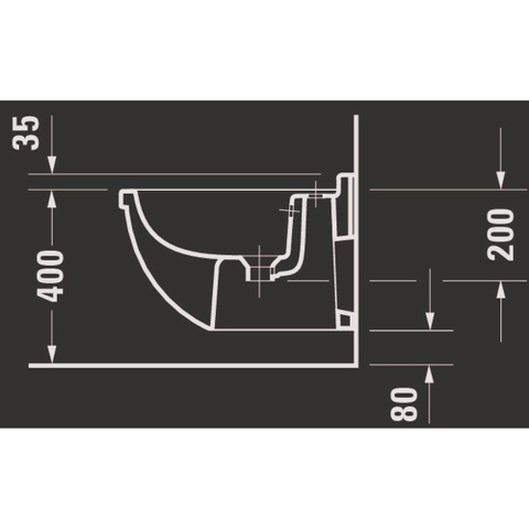Duravit Starck 3 Wandbidet - 355x320x540mm - 1 kraangat overl w.gliss - wondergliss - glans wit 0314145