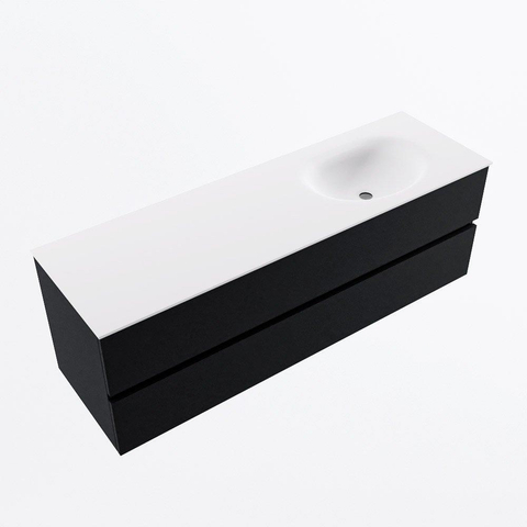 MONDIAZ VICA meuble sous lavabo 150cm Urban 2 tiroirs. Lavabo MOON à droite sans trou de robinet, couleur Talc. SW1381890