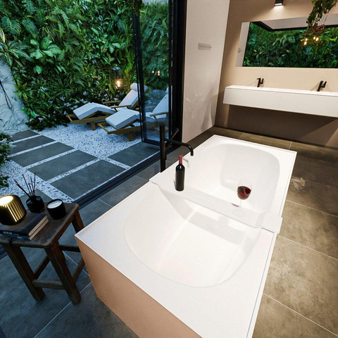 MONDIAZ ROCK Baignoire îlot - 170x70cm - couleur Plata / Talc SW1015106