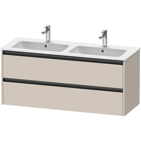 Duravit Ketho.2 Wastafelonderbouwkast - met 2 laden - voor dubbele wastafel - 128x48x55cm - met grepen antraciet - taupe mat SW772313