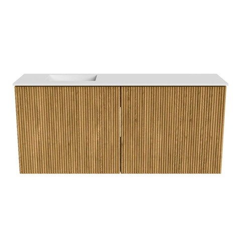 Mondiaz JOYA Meuble de salle de bains 90cm - couleur Oak - Vasque FAYE position Gauche 1 trou de robinet couleur Talc SW1421128