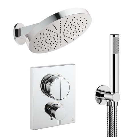 Crosswater MPRO ensemble de douche pluie encastré – douche de tête Ø 30 cm – bras mural courbé 20.2 cm – support fixe – chrome SW1472727