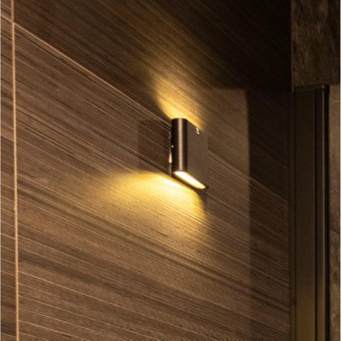 QAZQA Batt wandlamp - 11.5x9x3cm - incl. LED - IP65 - mat zwart SW1187212