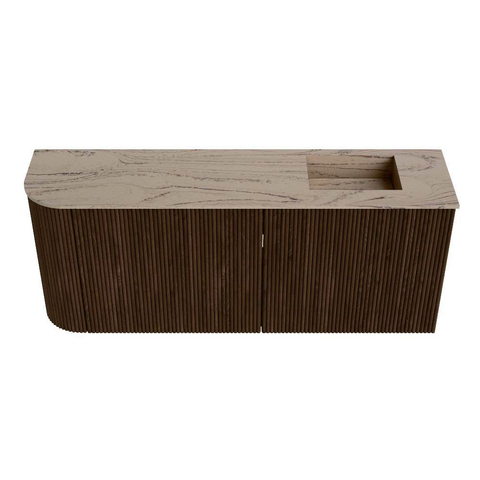 Mondiaz JOYA-DLUX 101.6cm toiletmeubel - ronding links kleur Walnut - Wastafel FAYE positie Rechts 1 kraangat kleur Arena. SW1424370