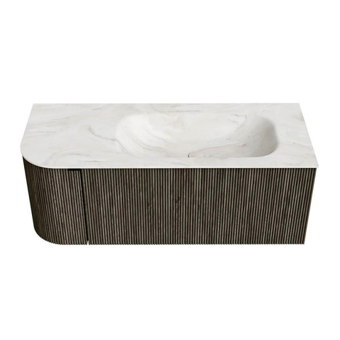 Mondiaz KURVE-DLUX Ensemble de meuble de salle de bains - 115x46x40cm - 1 tiroir - 1 porte - lavabo solid surface - droit - sans trou de robinet - Shadow SW1414450