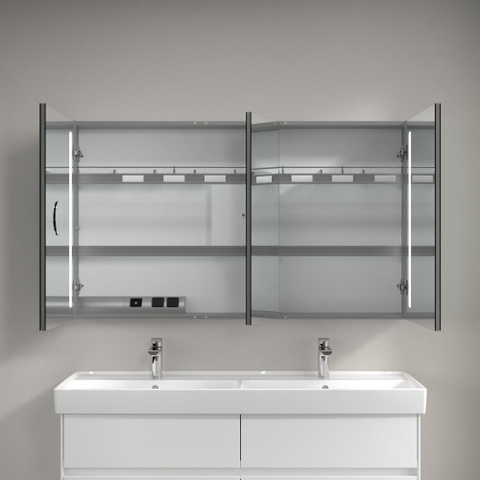 Villeroy & Boch my view 14 spiegelkast - 1300x750x173mm - 3 deuren sensorschakelaar - met geïntegreerde LED verlichting - spiegel 1025447
