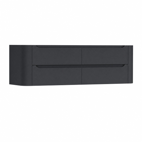 H&R Badmeubelen Juice Meuble sous lavabo - 140x45x50cm - coins arrondis - 4 tiroirs - poignée intégrée - Bleu foncé mat SW1490082