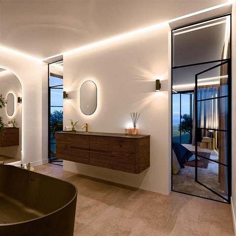 Mondiaz CIRO-DLUX Ensemble de meubles de salle de bains - 180x45x50cm - Lavabo solid surface Lava - 1 vasque à gauche - 1 trou de robinet - 4 tiroirs - Dusk SW1533066