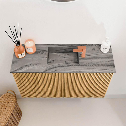 Mondiaz JOYA-DLUX 70cm toiletmeubel - kleur Oak - Wastafel FAYE positie Midden 1 kraangat kleur Sombra. SW1424257