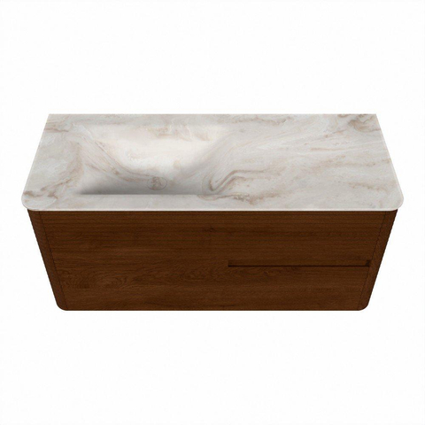 Mondiaz CIRO-DLUX Ensemble de meubles de salle de bains - 110x45x50cm - vasque solid surface Frappe - 1 bassin à gauche - 1 trou de robinet - 2 tiroirs - Ruby SW1531298