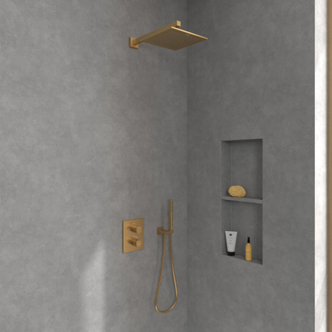 Villeroy & Boch Universal Showers regendouche - 25x25cm hoekig - Brushed Gold (goud) SW974327