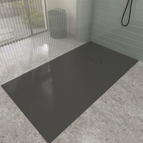 Villeroy & Boch Ecora douchebak - 180x100x4.5cm - afvoer korte zijde - anthracite (antraciet) SW1558937
