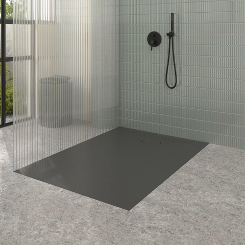Villeroy & Boch Ecora douchebak - 140x100x3.5cm - afvoer korte zijde - anthracite (antraciet) SW1558954