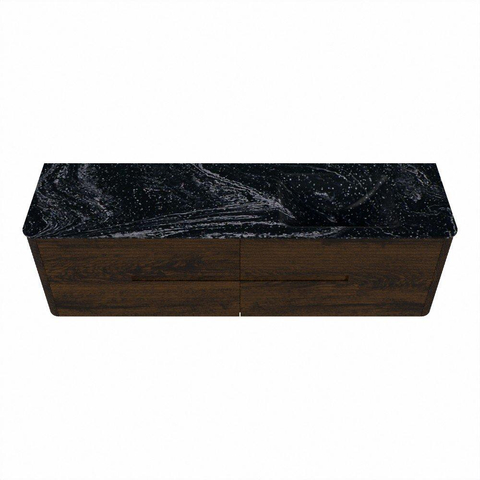 Mondiaz CIRO-DLUX Badkamermeubelset - 170x45x50cm - Solid surface wastafel Lava - 1 wasbak Rechts - zonder kraangaten - 4 lades - Walnut SW1530199