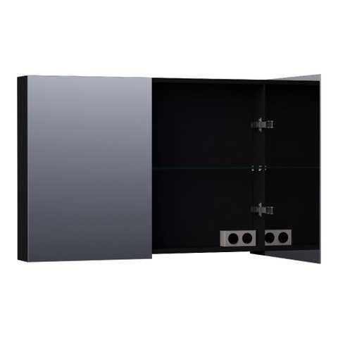 BRAUER Impress armoire de toilette - 100x70x15cm - sans éclairage - 2 portes miroir double face - noir mat SW393045