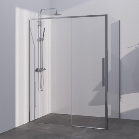 BRAUER Season cabine de douche - 160x100x200cm - porte coulissante - verre transparent - réversible - traitement du verre - inox SW1448732