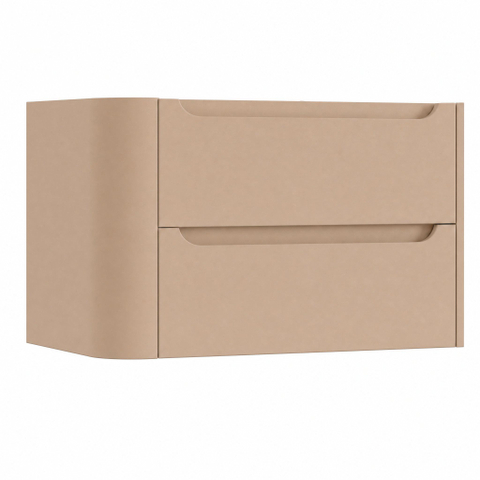 H&R Badmeubelen Juice Meuble sous lavabo - 80x45x50cm - angle gauche arrondi - 2 tiroirs - poignée intégrée - Peach SW1489431
