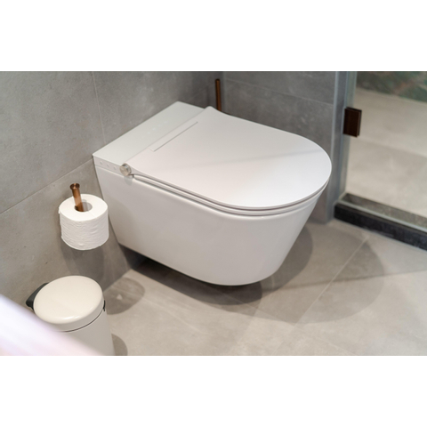 SHOWROOMMODEL Royal plaza Juglans Douche WC Randloos met fohn en ladydouche Glans Wit SHOW25812