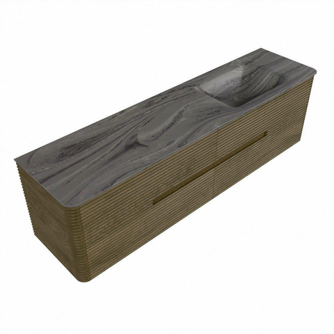 Mondiaz CIRO-DLUX Ensemble de meubles de salle de bains - 180x45x50cm - Plan-vasque solid surface Sombra - 1 vasque à droite - 1 trou de robinet - 4 tiroirs - Dusk SW1533426