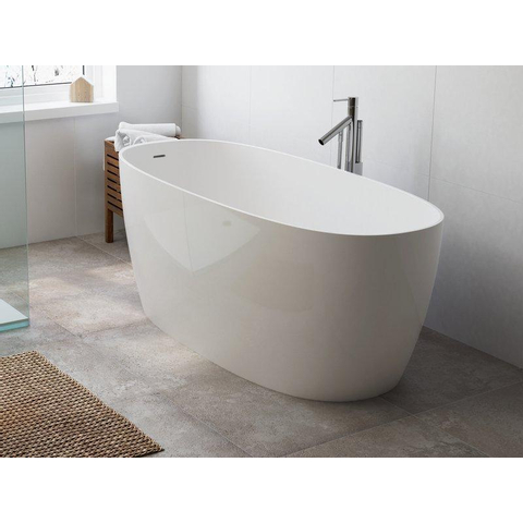 Plieger Ceno vrijstaand bad mineraalsteen met geïntegreerde overloop 160x70x61 cm mat wit SW444137