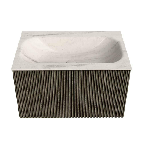MONDIAZ KURVE-DLUX 70cm badmeubel kleur Shadow met 1 lade en 0 deuren. Wastafel BIG SMALL Midden zonder kraangat Meli. SW1431770