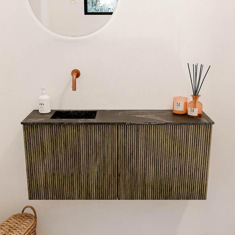 Mondiaz JOYA-DLUX 90cm toiletmeubel - kleur Dusk - Wastafel FAYE positie Links Zonder kraangat kleur Lava. SW1423261