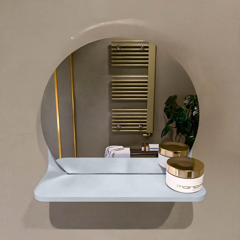Mondiaz SPOT miroir – Ø 30 cm – avec tablette – Clay (brun) SW1235502