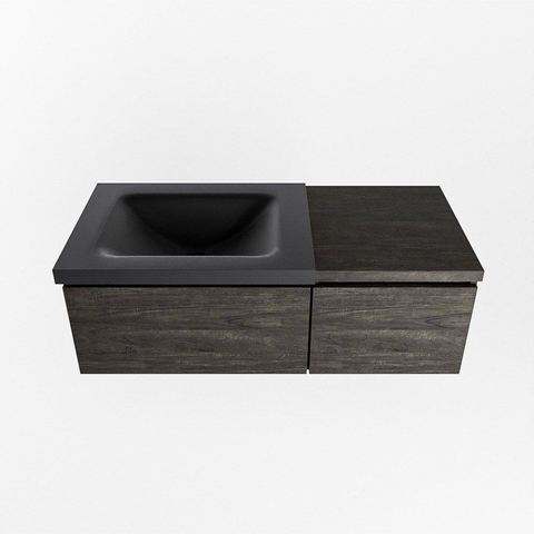 MONDIAZ BUKLA 100cm ensemble de meuble avec module 40 couleur Marron Foncé avec 2 tiroirs. Lavabo CLOUD gauche 0 trou de robinet couleur Urban. SW1382038