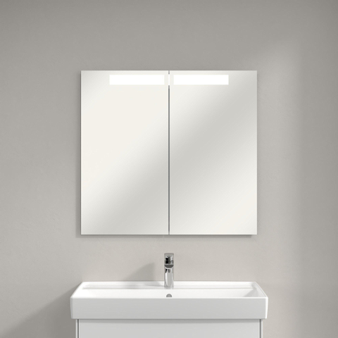Villeroy & Boch My View In Armoire de toilette à encastrer 80.1x74.7x10.7cm avec éclairage LED intensité réglable à 3 étapes avec 2 portes SW60430