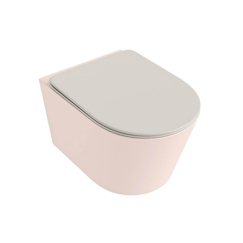Mondiaz LAVIE hangtoilet – spoelrandloos – 36 x 53 cm – met softclose zitting – Rosee (roze), zitting Linen (offwhite) SW1208654
