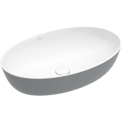 Villeroy & Boch Artis opzetwastafel ovaal - 61x41x12.5cm - zonder kraangat - zonder overloop - French Linen (glans grijs) SW68831