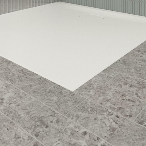 Villeroy & Boch Ecora douchebak - 100x100x3.5cm - afvoer korte zijde - stone white (wit) SW1558927