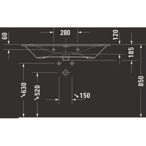 Duravit Viu Meubelwastafel - 103x49cm - met kraangat - met overloop - wit SW297108