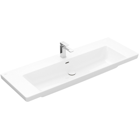 Villeroy & Boch Subway 3.0 meubelwastafel - 130x47x17cm Rechthoek - 1 kraangat - met overloopgat CeramicPlus - White Alpine (glans wit) SW702138