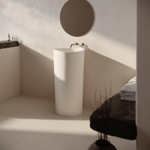 Ideavit Solidroll lavabo - 45x45x90cm - rond - sans trou de robinet - îlot - blanc mat SW1476809
