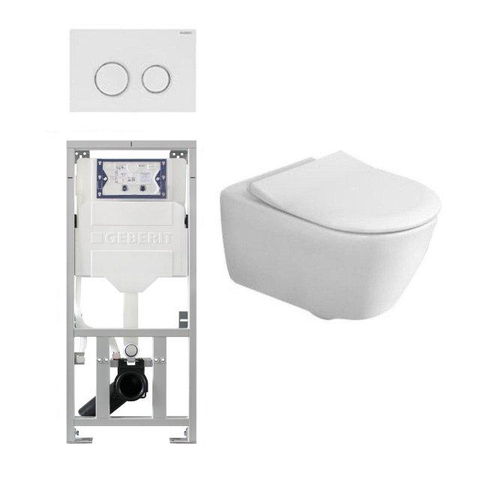 Villeroy & Boch Subway 2.0 Inbouwset - met wandclosetpot - softclose slimseat zitting afdekplaat sigma20 - wit SW87514