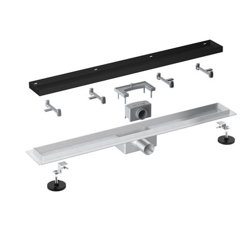 FugaFlow Eccelente Caniveau de douche Anta - 80cm - grille fermée - bride de sol - noir mat SW1467969