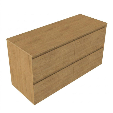 Saniclass Holz Pure Meuble de salle de bain - 120x45x60cm - plan de toilette - sans trous de robinet - 4 tiroirs - Chêne Natural SW1436773