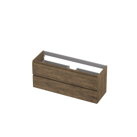 INK Wastafelonderkast - 120x40x52cm - 2 lades - greeploos - met houten keerlijst - MFC - Naturel eiken SW207235