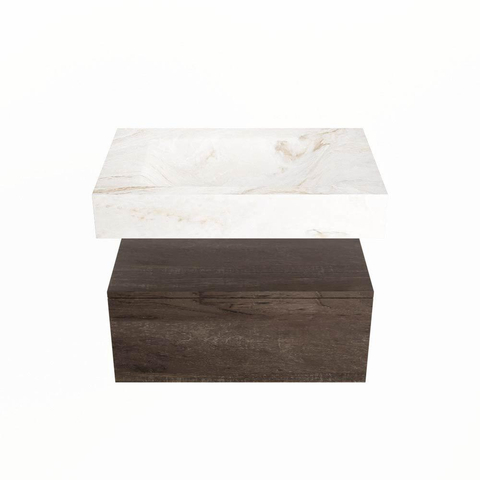 Mondiaz ALAN-DLUX Ensemble de meuble de salle de bains - 120x46cm - 1 tiroir - lavabo suspendu - 1 trou de robinet - 1 au centre - Dark brown (chêne foncé) SW1413199